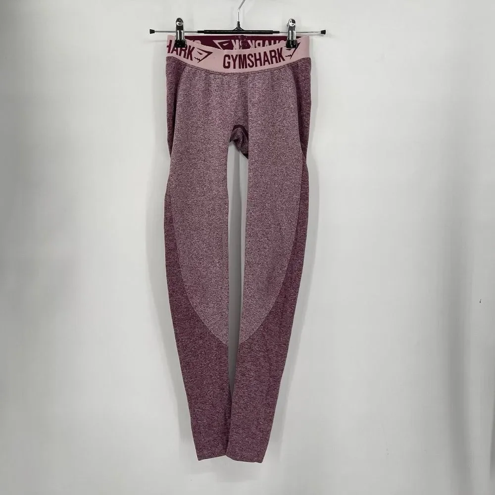Gymshark XS Flex Leggings Women Burgundy Pink Marl Seamless Contouring Gym Pants